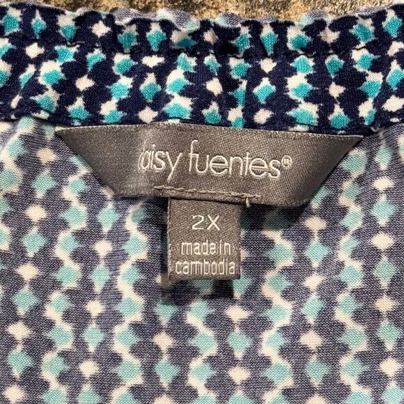 Daisy Fuentes Dress Maxi Coastal Grandma Beachy Boho Cottage Minimalist Blue 2X - Picture 2 of 6